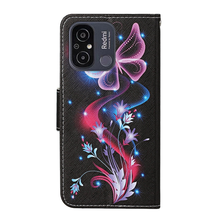 For Xiaomi Redmi 12C Colored Drawing Pattern Flip Leather Phone Case(Fluorescent Butterfly) - free shipping - PMC TechLife - Order now!
