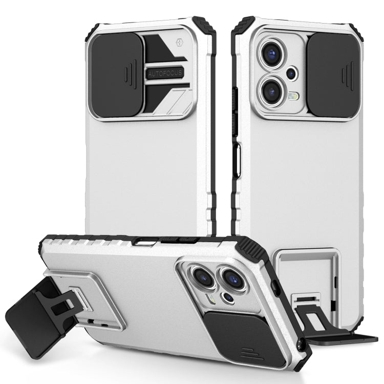 For Xiaomi Redmi Note 12 5G / Poco X5 Stereoscopic Holder Sliding Camshield Phone Case(White) - free shipping - PMC TechLife - Order now!