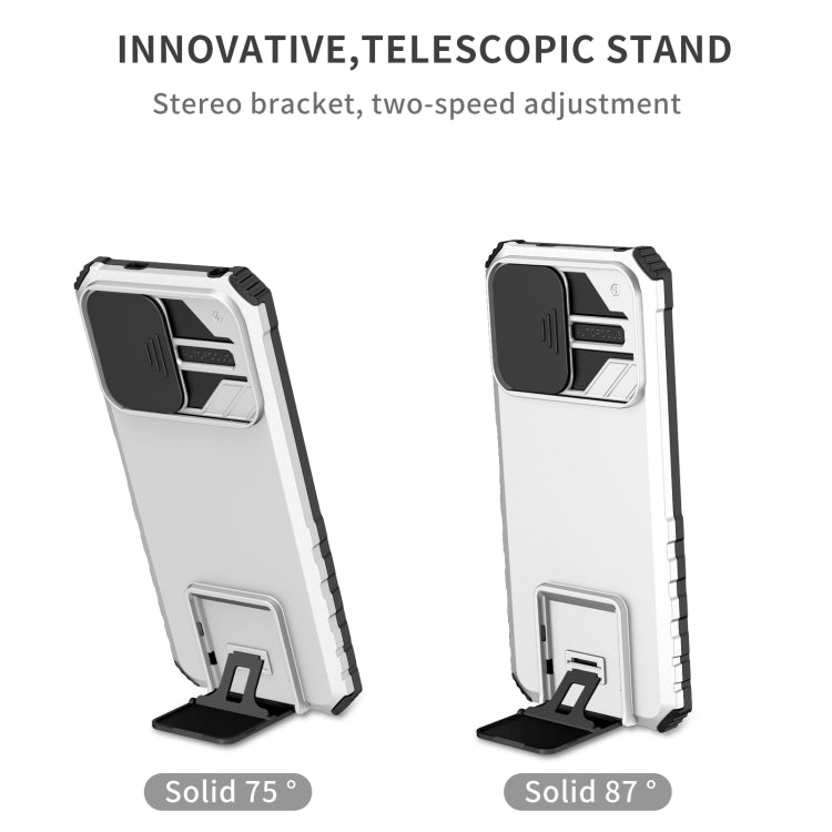 For Xiaomi Redmi Note 12 5G / Poco X5 Stereoscopic Holder Sliding Camshield Phone Case(White) - free shipping - PMC TechLife - Order now!