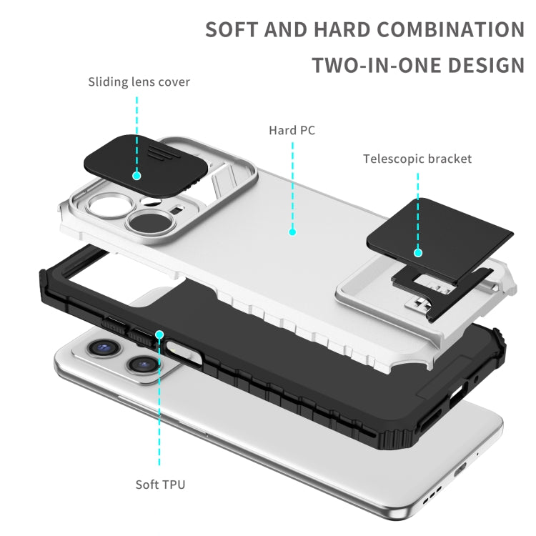 For Xiaomi Redmi Note 12 5G / Poco X5 Stereoscopic Holder Sliding Camshield Phone Case(White) - free shipping - PMC TechLife - Order now!