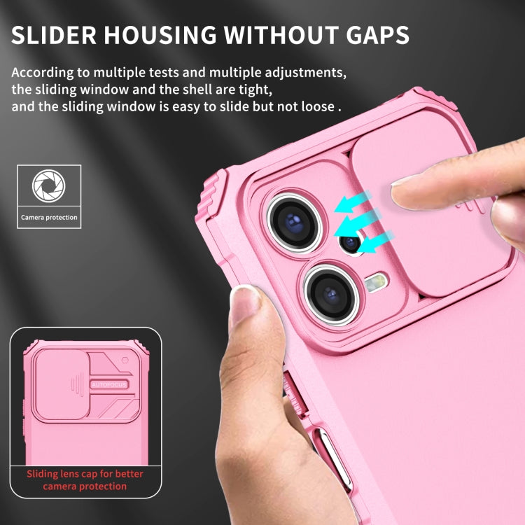 For Xiaomi Redmi Note 12 5G / Poco X5 Stereoscopic Holder Sliding Camshield Phone Case(Pink) - free shipping - PMC TechLife - Order now!