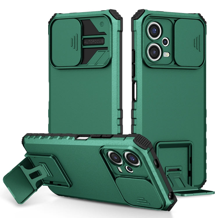 For Xiaomi Redmi Note 12 5G / Poco X5 Stereoscopic Holder Sliding Camshield Phone Case(Green) - free shipping - PMC TechLife - Order now!