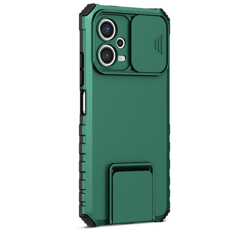 For Xiaomi Redmi Note 12 5G / Poco X5 Stereoscopic Holder Sliding Camshield Phone Case(Green) - free shipping - PMC TechLife - Order now!