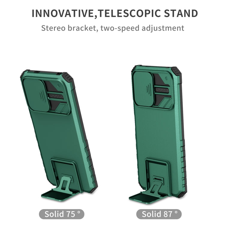 For Xiaomi Redmi Note 12 5G / Poco X5 Stereoscopic Holder Sliding Camshield Phone Case(Green) - free shipping - PMC TechLife - Order now!