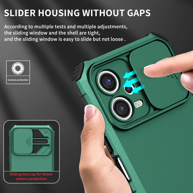 For Xiaomi Redmi Note 12 5G / Poco X5 Stereoscopic Holder Sliding Camshield Phone Case(Green) - free shipping - PMC TechLife - Order now!