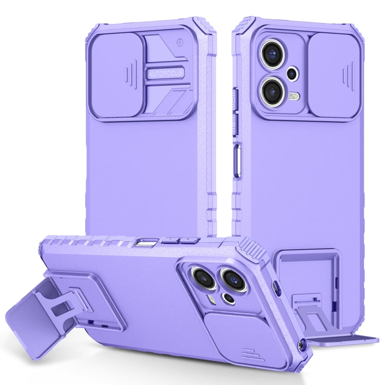 For Xiaomi Redmi Note 12 5G / Poco X5 Stereoscopic Holder Sliding Camshield Phone Case(Purple) - free shipping - PMC TechLife - Order now!