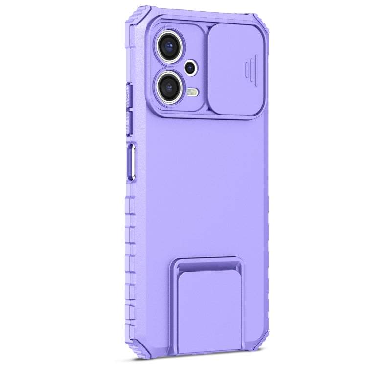 For Xiaomi Redmi Note 12 5G / Poco X5 Stereoscopic Holder Sliding Camshield Phone Case(Purple) - free shipping - PMC TechLife - Order now!
