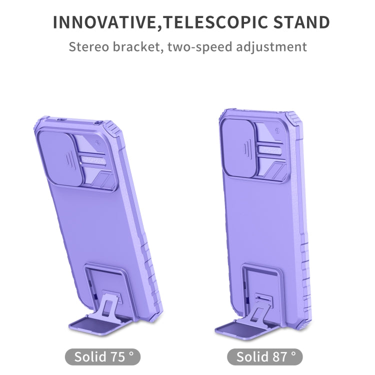 For Xiaomi Redmi Note 12 5G / Poco X5 Stereoscopic Holder Sliding Camshield Phone Case(Purple) - free shipping - PMC TechLife - Order now!