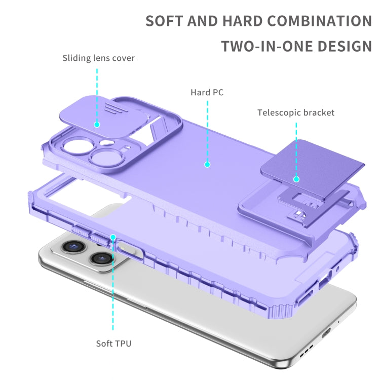 For Xiaomi Redmi Note 12 5G / Poco X5 Stereoscopic Holder Sliding Camshield Phone Case(Purple) - free shipping - PMC TechLife - Order now!