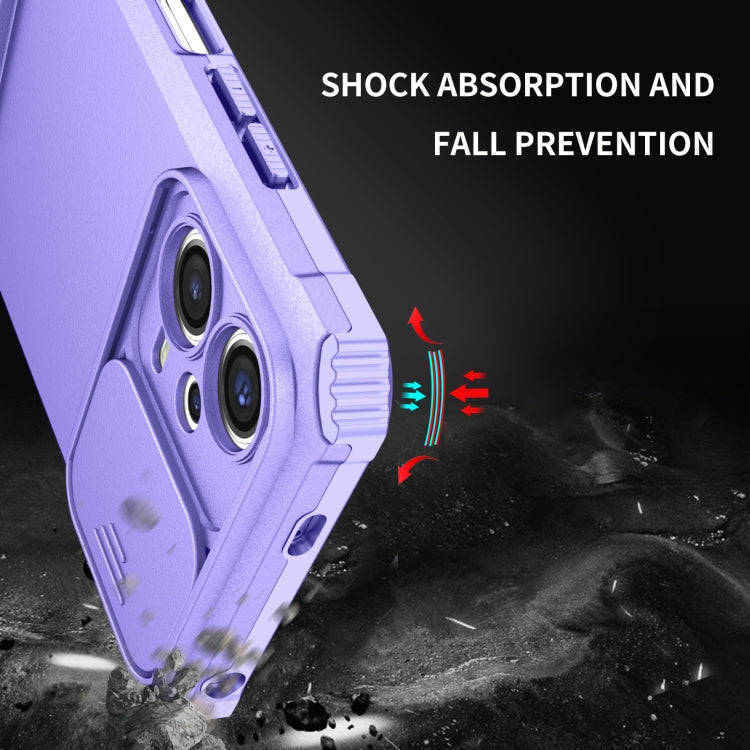For Xiaomi Redmi Note 12 5G / Poco X5 Stereoscopic Holder Sliding Camshield Phone Case(Purple) - free shipping - PMC TechLife - Order now!
