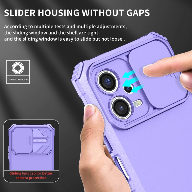 For Xiaomi Redmi Note 12 5G / Poco X5 Stereoscopic Holder Sliding Camshield Phone Case(Purple) - free shipping - PMC TechLife - Order now!