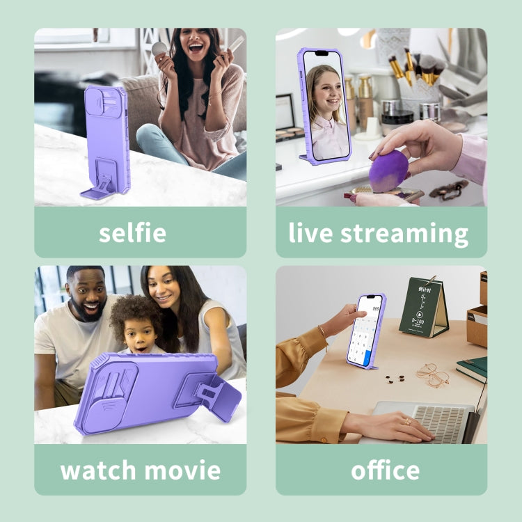 For Xiaomi Redmi Note 12 5G / Poco X5 Stereoscopic Holder Sliding Camshield Phone Case(Purple) - free shipping - PMC TechLife - Order now!