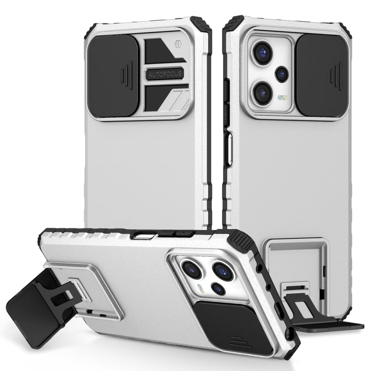 For Xiaomi Redmi Note 12 Pro 5G / Poco X5 Pro Stereoscopic Holder Sliding Camshield Phone Case(White) - free shipping - PMC TechLife - Order now!