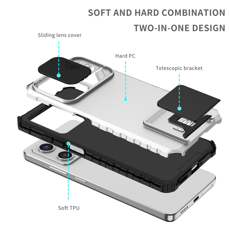 For Xiaomi Redmi Note 12 Pro 5G / Poco X5 Pro Stereoscopic Holder Sliding Camshield Phone Case(White) - free shipping - PMC TechLife - Order now!