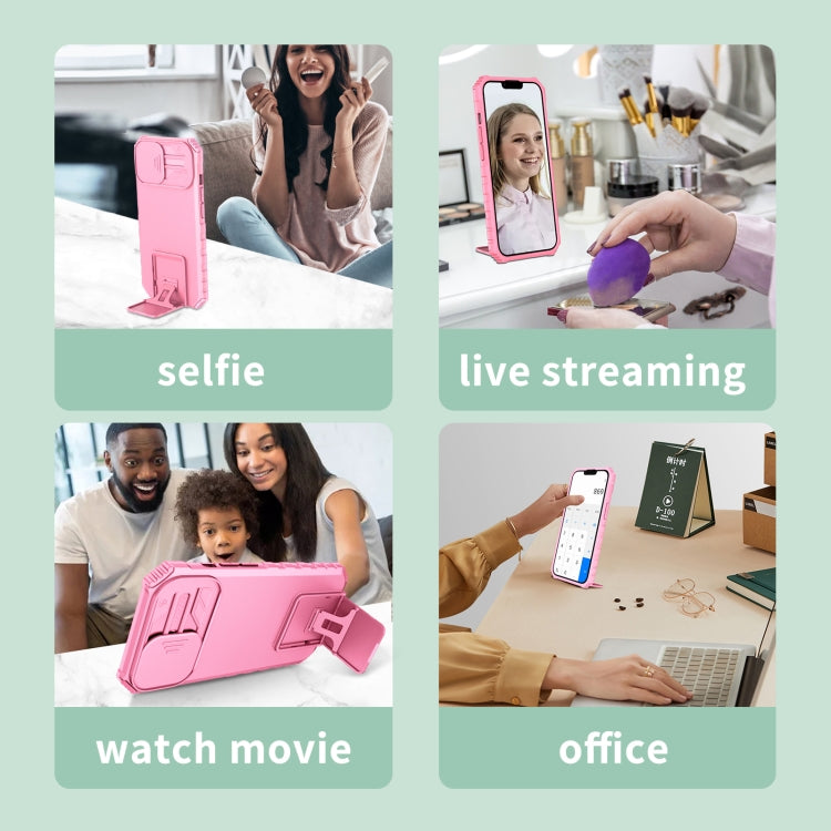 For Xiaomi Redmi Note 12 Pro 5G / Poco X5 Pro Stereoscopic Holder Sliding Camshield Phone Case(Pink) - free shipping - PMC TechLife - Order now!