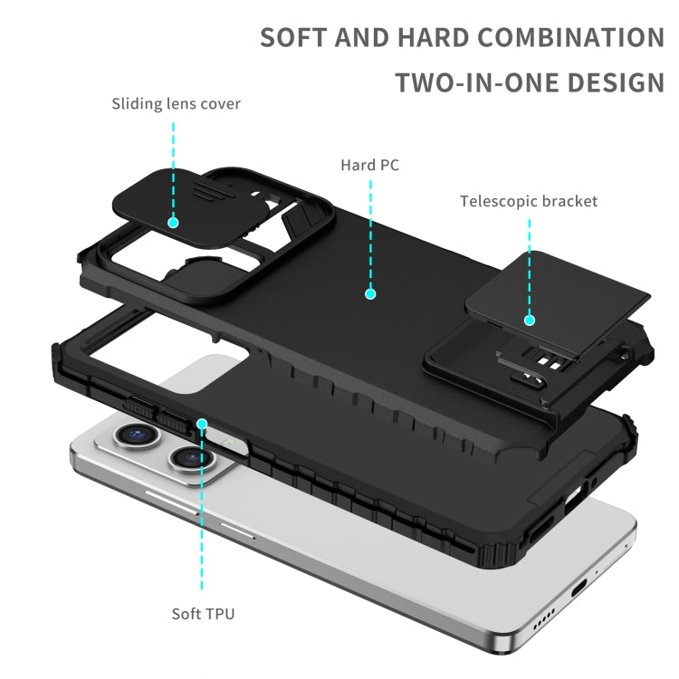 For Xiaomi Redmi Note 12 Pro 5G / Poco X5 Pro Stereoscopic Holder Sliding Camshield Phone Case(Black) - free shipping - PMC TechLife - Order now!