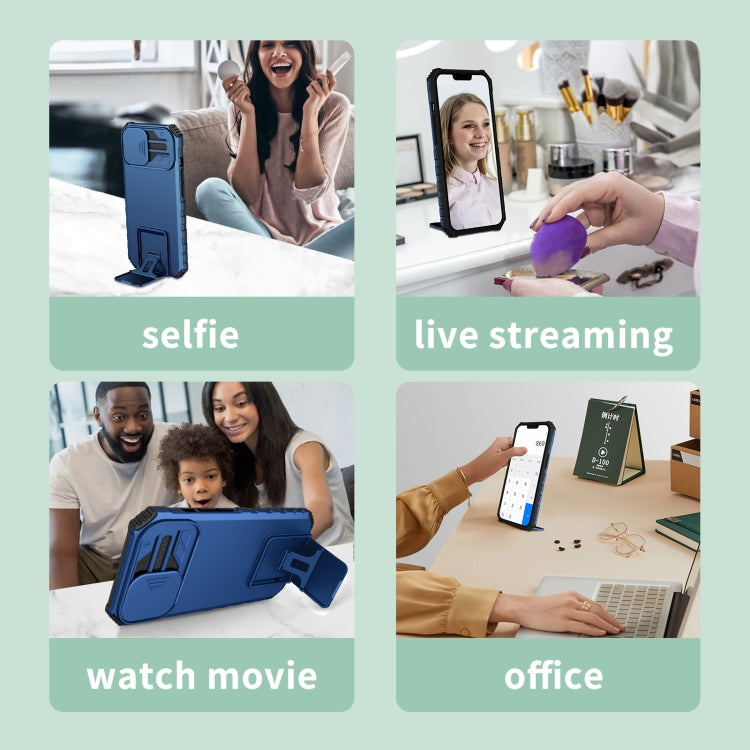 For Xiaomi Redmi Note 12 Pro 5G / Poco X5 Pro Stereoscopic Holder Sliding Camshield Phone Case(Blue) - free shipping - PMC TechLife - Order now!