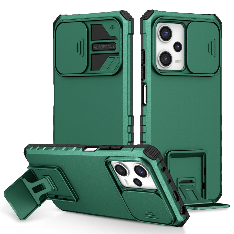 For Xiaomi Redmi Note 12 Pro 5G / Poco X5 Pro Stereoscopic Holder Sliding Camshield Phone Case(Green) - free shipping - PMC TechLife - Order now!
