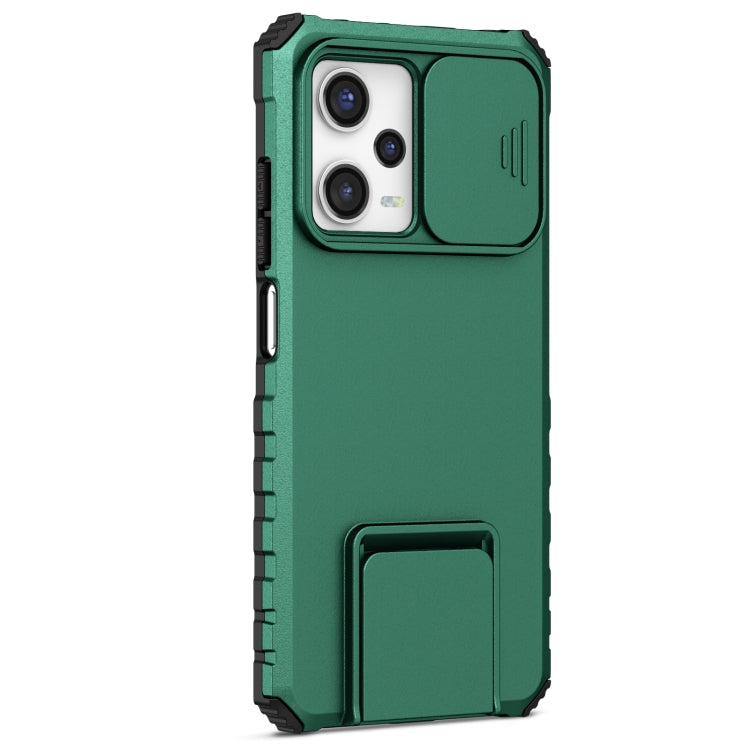For Xiaomi Redmi Note 12 Pro 5G / Poco X5 Pro Stereoscopic Holder Sliding Camshield Phone Case(Green) - free shipping - PMC TechLife - Order now!