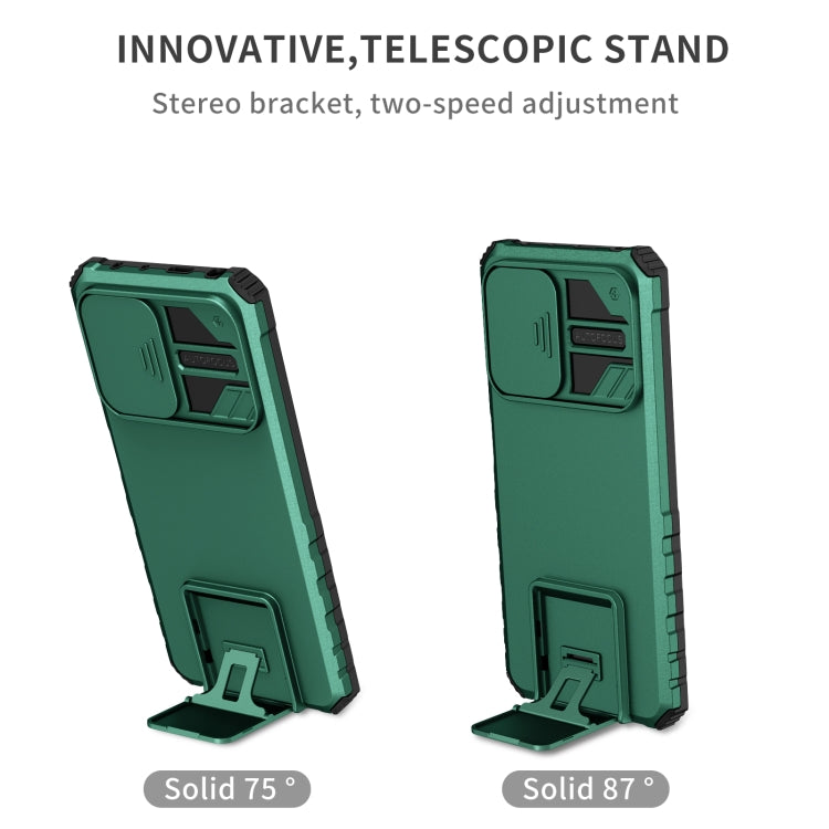 For Xiaomi Redmi Note 12 Pro 5G / Poco X5 Pro Stereoscopic Holder Sliding Camshield Phone Case(Green) - free shipping - PMC TechLife - Order now!