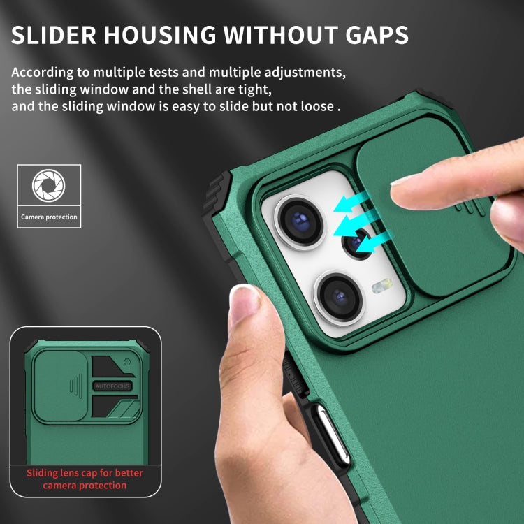 For Xiaomi Redmi Note 12 Pro 5G / Poco X5 Pro Stereoscopic Holder Sliding Camshield Phone Case(Green) - free shipping - PMC TechLife - Order now!