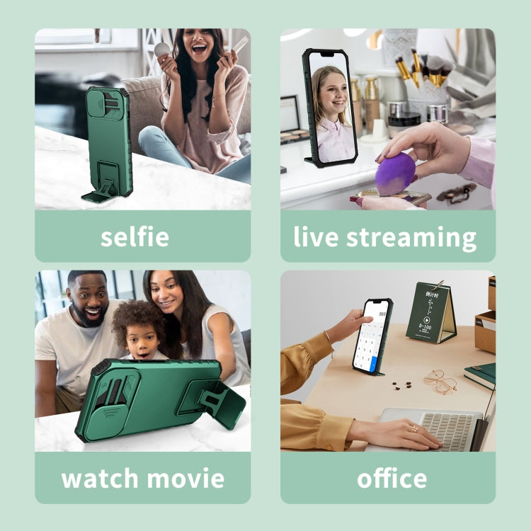 For Xiaomi Redmi Note 12 Pro 5G / Poco X5 Pro Stereoscopic Holder Sliding Camshield Phone Case(Green) - free shipping - PMC TechLife - Order now!