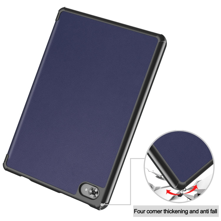 For Teclast M40 Plus Custer Pure Color 3-Fold Holder Leather Tablet Case(Dark Blue) - free shipping - PMC TechLife - Order now!