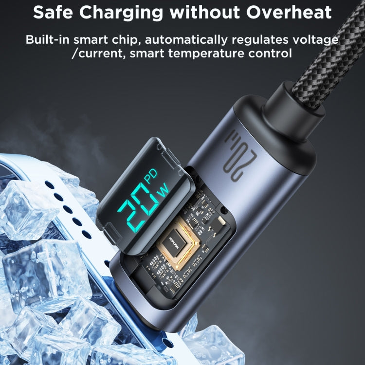 JOYROOM S-CL020A16 20W USB-C / Type-C to 8 Pin Digital Display Fast Charging Data Cable, Length:1.2m(Black) - 2 in 1 Cable by JOYROOM | Online Shopping South Africa | PMC TechLife