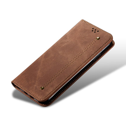 For Huawei P60/P60 Pro Denim Texture Leather Phone Case(Brown) - Huawei Cases by PMC Jewellery | Online Shopping South Africa | PMC Jewellery