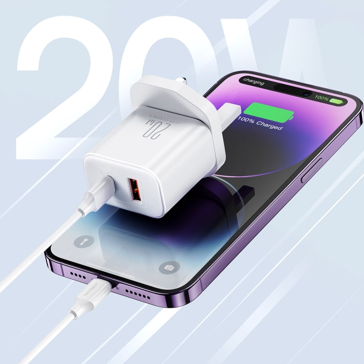 J0YROOM TCF05 20W USB+USB-C/Type-C Dual Interface Fast Charger Set, Specification:UK Plug(White) - USB Charger by JOYROOM | Online Shopping South Africa | PMC Jewellery