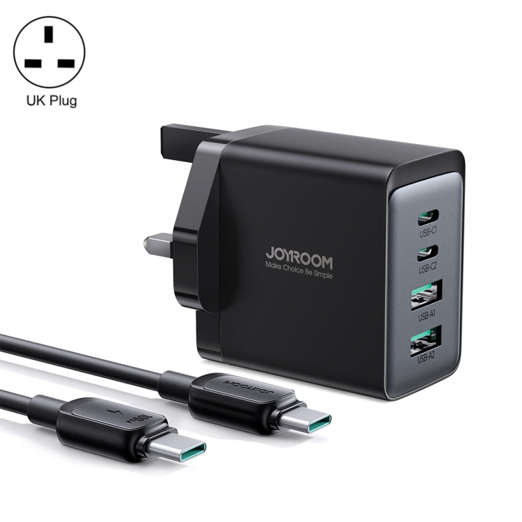 JOYROOM TCG02 Gallium Nitride 67W Dual USB+Dual USB-C/Type-C Multi-Port Charger Set, Specification:UK Plug(Black) - USB Charger by JOYROOM | Online Shopping South Africa | PMC Jewellery