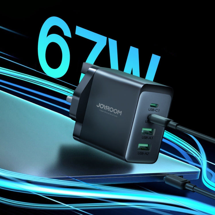 JOYROOM TCG02 Gallium Nitride 67W Dual USB+Dual USB-C/Type-C Multi-Port Charger Set, Specification:UK Plug(Black) - USB Charger by JOYROOM | Online Shopping South Africa | PMC Jewellery