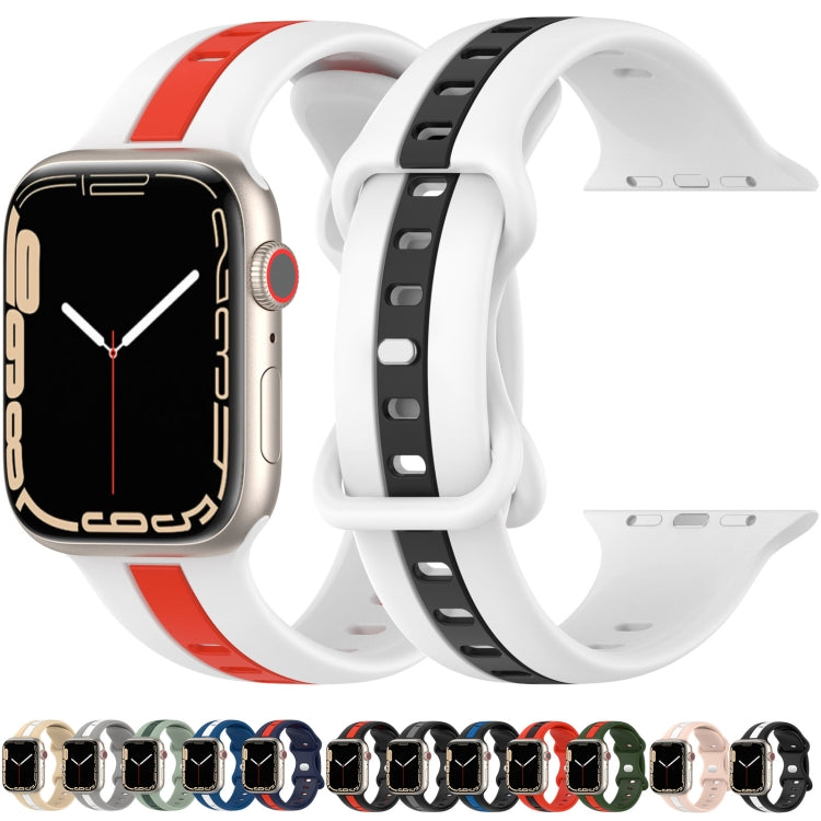Nail Buckle Two-color Watch Band For Apple Watch Series 8&7 41mm / SE 2&6&SE&5&4 40mm / 3&2&1 38mm(Black Grey) - Smart Wear by PMC Jewellery | Online Shopping South Africa | PMC Jewellery