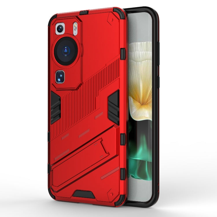 For Huawei P60 Punk Armor 2 in 1 PC + TPU Shockproof Phone Case with Invisible Holder(Red) - Huawei Cases by PMC TechLife | Online Shopping South Africa | PMC TechLife | Buy Now Pay Later Mobicred