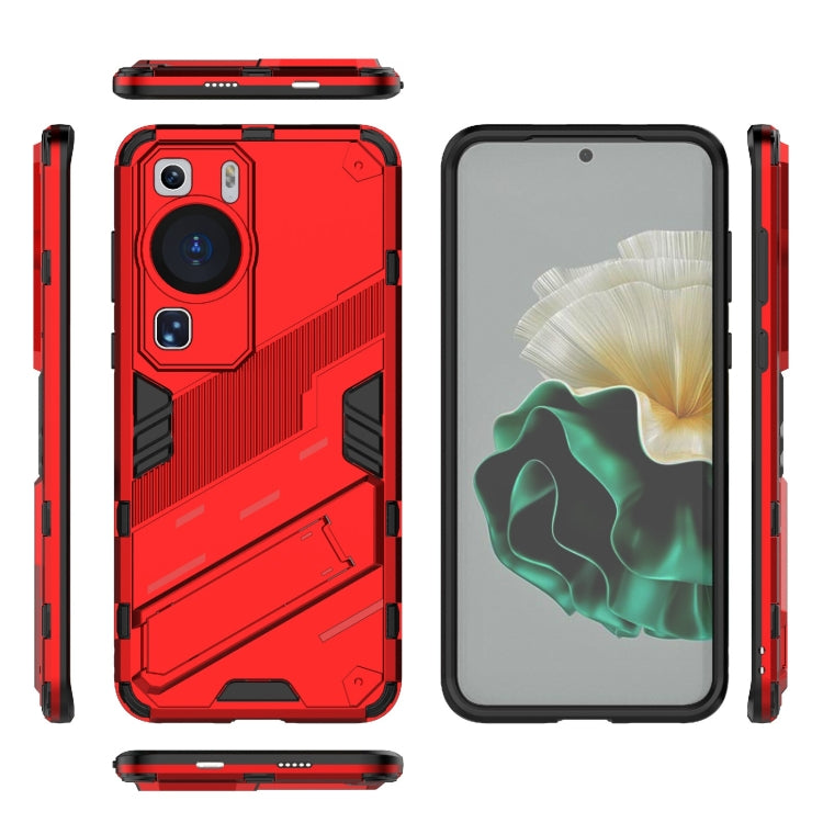For Huawei P60 Punk Armor 2 in 1 PC + TPU Shockproof Phone Case with Invisible Holder(Red) - Huawei Cases by PMC TechLife | Online Shopping South Africa | PMC TechLife | Buy Now Pay Later Mobicred