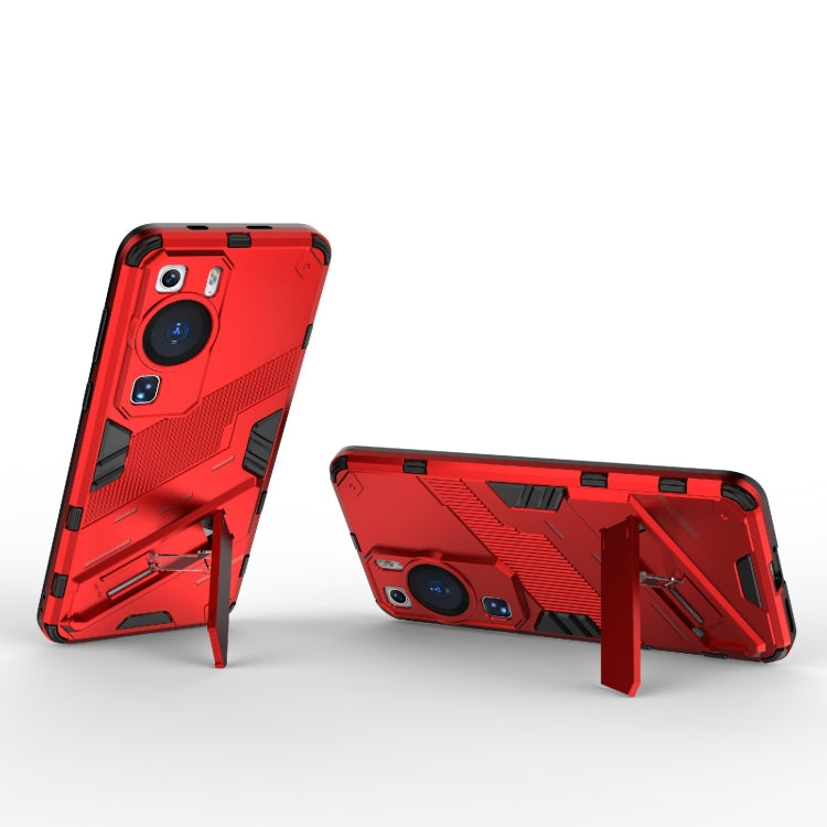 For Huawei P60 Punk Armor 2 in 1 PC + TPU Shockproof Phone Case with Invisible Holder(Red) - Huawei Cases by PMC TechLife | Online Shopping South Africa | PMC TechLife | Buy Now Pay Later Mobicred
