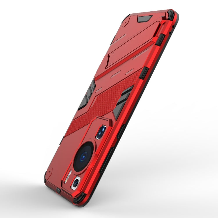 For Huawei P60 Punk Armor 2 in 1 PC + TPU Shockproof Phone Case with Invisible Holder(Red) - Huawei Cases by PMC TechLife | Online Shopping South Africa | PMC TechLife | Buy Now Pay Later Mobicred