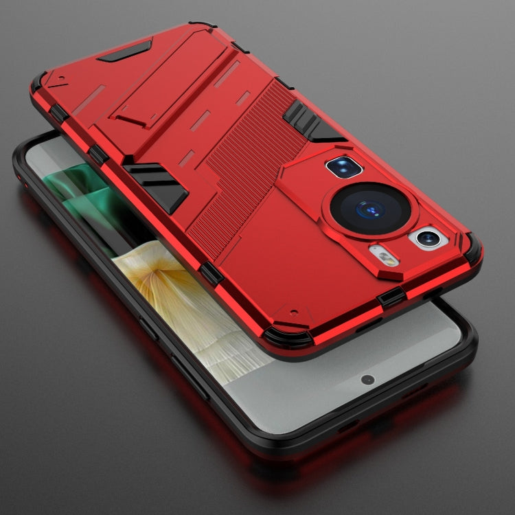 For Huawei P60 Punk Armor 2 in 1 PC + TPU Shockproof Phone Case with Invisible Holder(Red) - Huawei Cases by PMC TechLife | Online Shopping South Africa | PMC TechLife | Buy Now Pay Later Mobicred