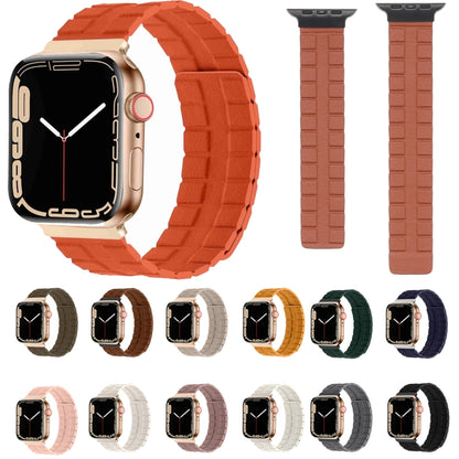 Square Two-section Leather Magnetic Watch Band For Apple Watch Series 8&7 41mm / SE 2&6&SE&5&4 40mm / 3&2&1 38mm(Space Grey) - Smart Wear by PMC Jewellery | Online Shopping South Africa | PMC Jewellery