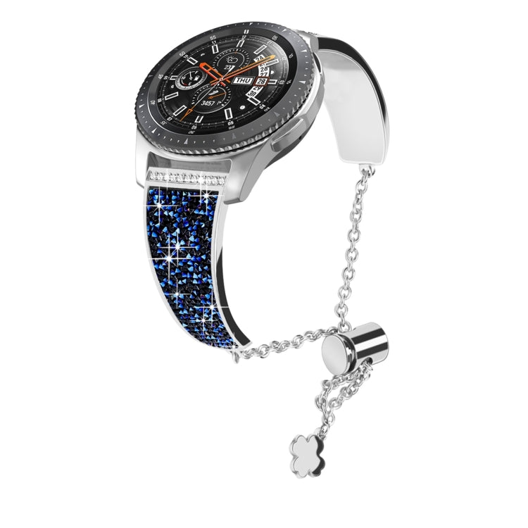 For Garmin Venu 2 / Forerunner 265 / 255 22mm Diamond Chain Mental Watch Band(Blue) -  by PMC TechLife | Online Shopping South Africa | PMC TechLife