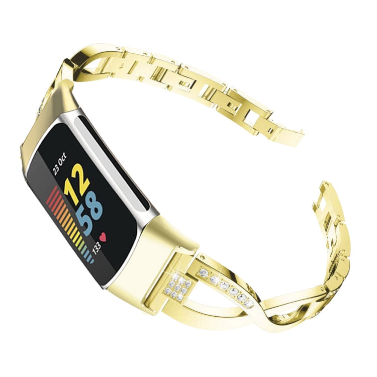 For Fitbit Charge 2 Diamond Metal Watch Band(Gold) -  by PMC TechLife | Online Shopping South Africa | PMC TechLife