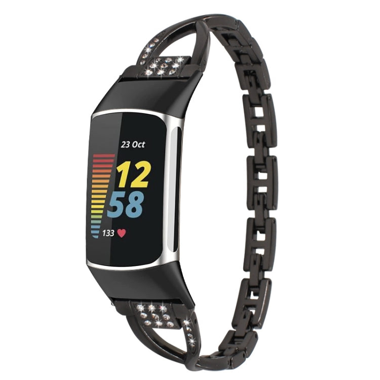 For Fitbit Charge 3 / 4 Diamond Metal Watch Band(Black) - Smart Wear by PMC TechLife | Online Shopping South Africa | PMC TechLife