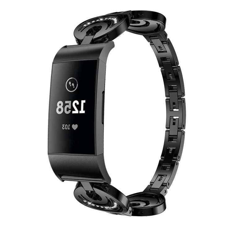 For Fitbit Charge 3 / 4 Sun Moon Star Diamond Metal Watch Band(Black) -  by PMC TechLife | Online Shopping South Africa | PMC TechLife