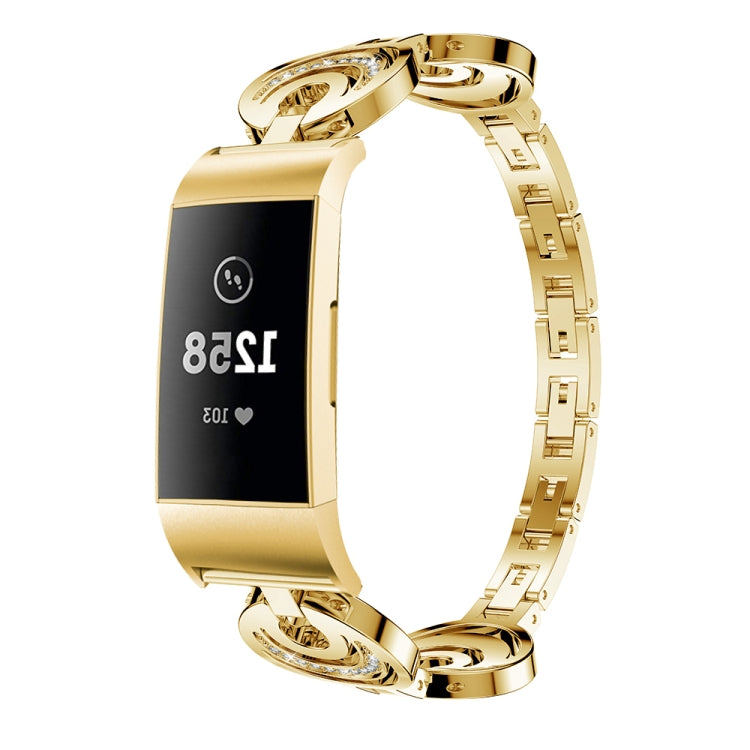 For Fitbit Charge 3 / 4 Sun Moon Star Diamond Metal Watch Band(Gold) - Smart Wear by PMC TechLife | Online Shopping South Africa | PMC TechLife