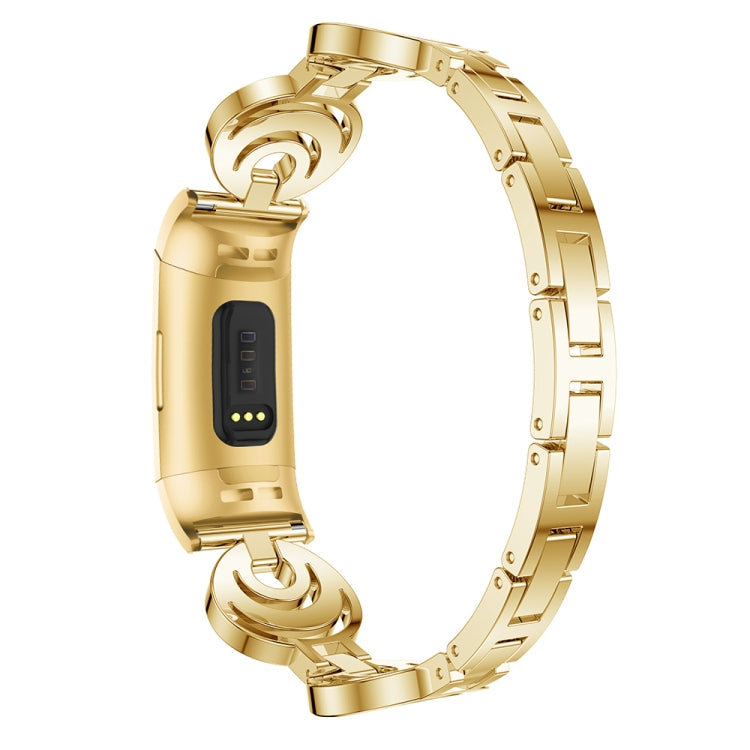 For Fitbit Charge 3 / 4 Sun Moon Star Diamond Metal Watch Band(Gold) - Smart Wear by PMC TechLife | Online Shopping South Africa | PMC TechLife