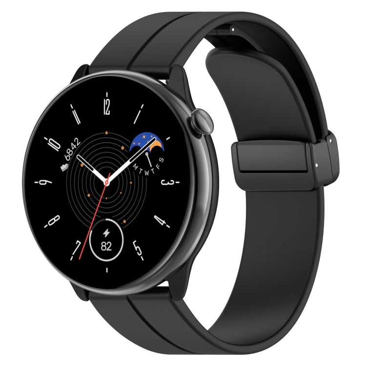 For Amazfit GTR Mini Magnetic Fold Clasp Black Buckle Silicone Watch Band(Black) -  by PMC TechLife | Online Shopping South Africa | PMC TechLife