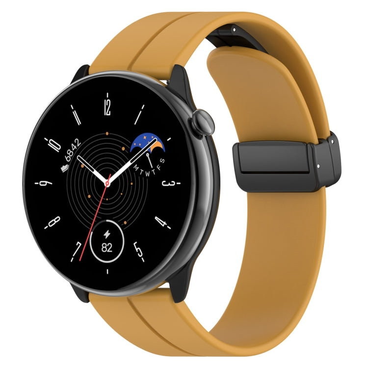 For Amazfit GTR Mini Magnetic Fold Clasp Black Buckle Silicone Watch Band(Yellow) -  by PMC TechLife | Online Shopping South Africa | PMC TechLife