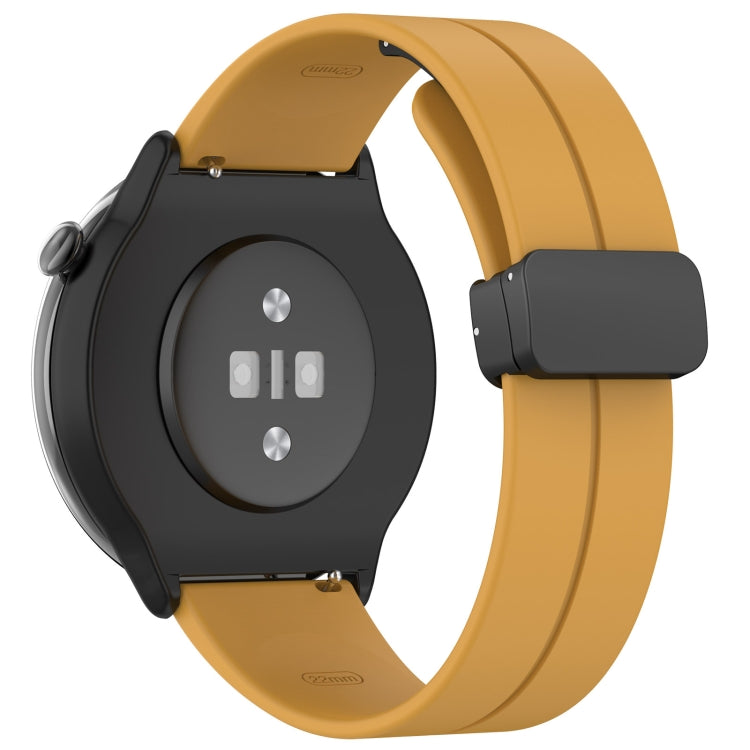 For Amazfit GTR Mini Magnetic Fold Clasp Black Buckle Silicone Watch Band(Yellow) -  by PMC TechLife | Online Shopping South Africa | PMC TechLife
