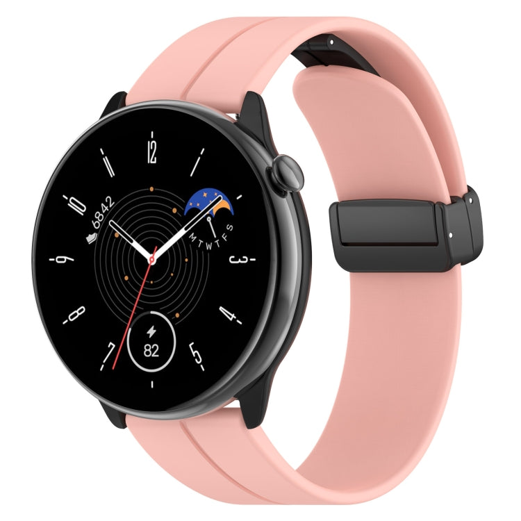 For Amazfit GTR Mini Magnetic Fold Clasp Black Buckle Silicone Watch Band(Light Pink) -  by PMC TechLife | Online Shopping South Africa | PMC TechLife