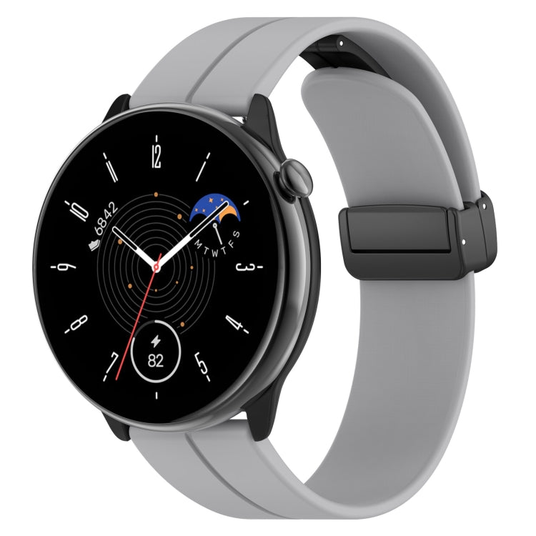 For Amazfit GTR Mini Magnetic Fold Clasp Black Buckle Silicone Watch Band(Light Grey) -  by PMC TechLife | Online Shopping South Africa | PMC TechLife